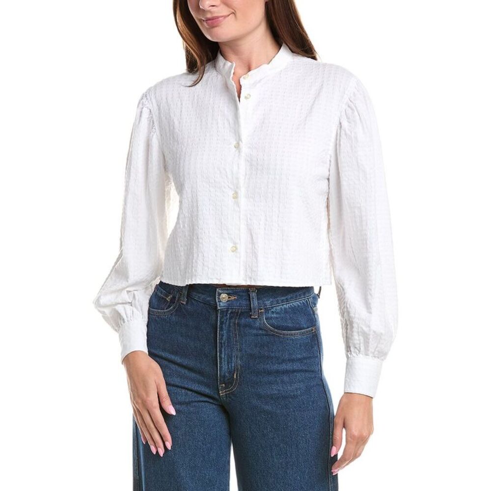 Officine Générale Womens Officine Generale Adeline Texture Stripe Top, White